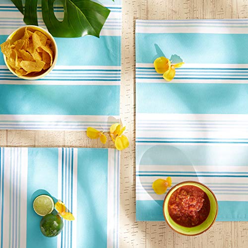 DII 100% Polyester, Spill proof and Waterproof, Machine Washable, Outdoor Tablecloth With Zipper and Umbrella Hole, 60x120", Warm Summer Stripe, Seats 10 to 12 People (CAMZ34859)