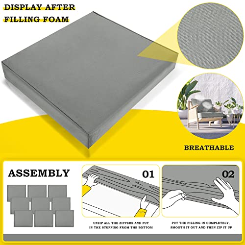 Amyhill 12 Pack Outdoor Patio Cushion Covers Waterproof Chair Cushion Covers Couch Cushion Covers Replacement with Zipper Furniture Cushion Slipcovers for Sofa Indoor, 22 x 24 Inch(Dark Gray)