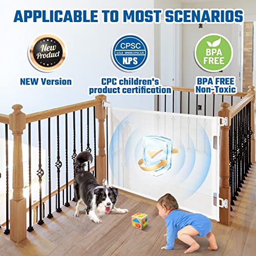 Retractable Baby Gate, 33" Tall, Extends up to 55" Wide, Child Safety Gate for Doorways, Stairs, Hallways, Indoor/Outdoor(Black)