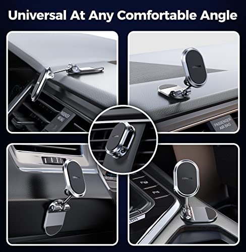 Magnetic Phone Holder for Car Metal Upgrade 6X Magnets Phone Mount Double 360° Rotation Super Sticker Phone Holder Car Mount Easy Install Suitable for Dashboard Screens Compatible with All Phone black