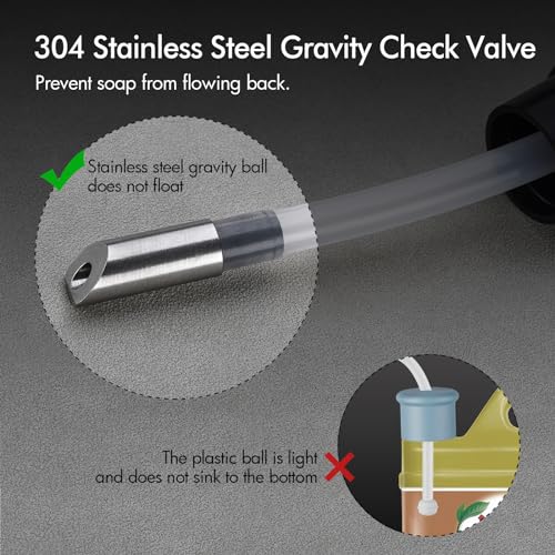 BAGNOLUX Kitchen Sink Soap Dispenser Extension Tube Kit with Check Valve, Under-Sink & Countertop Filtration, Never Fill The Little Bottle Again, Bottle Washer for Hose Extender