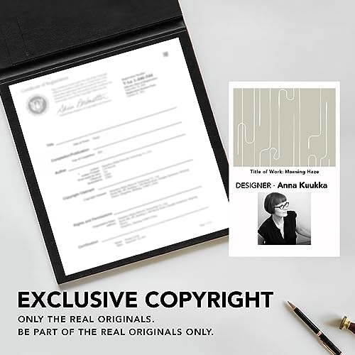 Deconovo Room Darkening Curtains, Window Drapes with Line Foil Print for Loft, Grommet Home Decor Panels, Beige, 42W x 45L Inch, 2 Panels