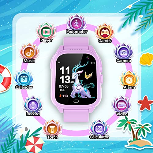 OVV Smart Watch for Kids Boys Girls Age 3-12 with Waterproof 26 Games 1.44'' Touch Screen HD Camera MP3 Player Video Recorder Pedometer Alarm Clock Calculator Torch Wrist Watch Children Learning Toys