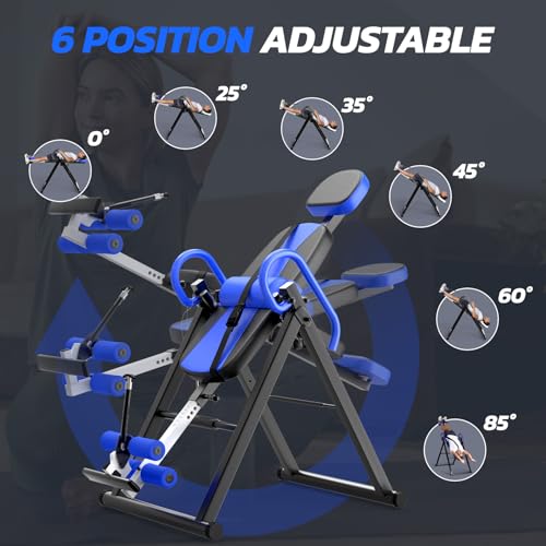 YOLEO Heavy Duty Inversion Table for Back Pain Relief with Adjustable Protective Belt 2023 Upgraded Inversion Foldable Heavy Duty up to 300 lbs