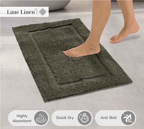 LANE LINEN Christmas Red Microfiber Bathroom Rug Set, Non Slip, Machine Washable - 20'' x 32'' & 17'' x 24''