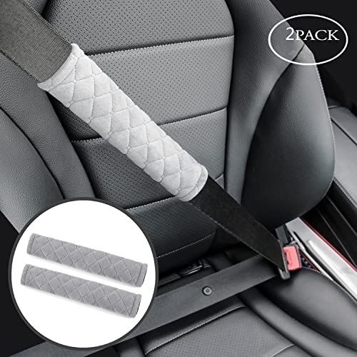 Amooca Soft Auto Seat Belt Cover Seatbelt Cushions Shoulder Pad 2 PCS for a More Comfortable Driving Compatible with All Cars Light Khaki