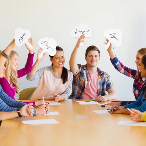 Seajan 100 Pcs Auction Bidding Paddles Bulk Answer Numbers Voting Blank Fans Dry Erase Boards Doubled Sided Handheld for Back to School Supplies(Cloud)