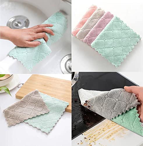 10 Pack Kitchen Cloth, Microfiber Dish Towels Washcloths, Super Absorbent Coral Velvet Dishtowels, Premium Cleaning Cloths,Non-Stick Oil Quick Dry Dish Towels, Soft Tea Towels, Table Cleaning Cloths.