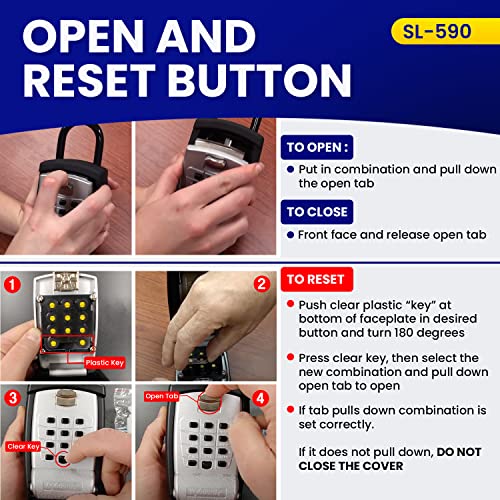 KeyGuard SL-590 Punch Button Lock Box - Secure Wall Mount Key Storage for Homes, Offices, and Rentals