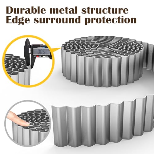 LAVEVE Corrugated Metal Garden Edging 12" x 20Ft, Landscape Edging Border for Lawn, Flower Bed, Garden Fence, Paver Edging (Real Rusted)