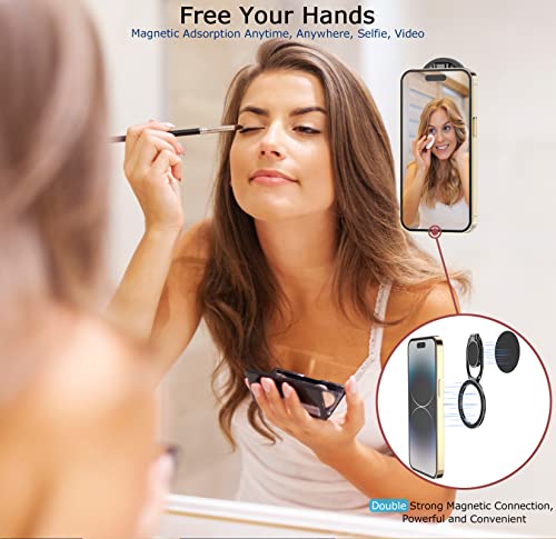 Doflyesky for Magsafe Magnetic Phone Ring Holder, Double Adjustable Gym Finger Ring Grip and Stand, Removable Phone Grip Holder for iPhone, iPad and Smartphones, Compatible with Magnetic Car Mount