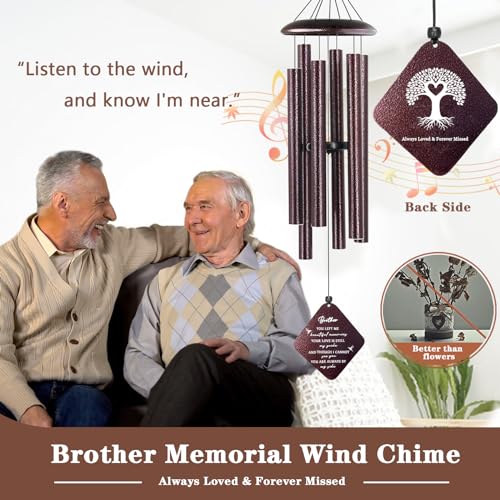 Doopeer Memorial Gifts for Loss of Brother, 32" Sympathy Wind Chimes for Loss of Brother, Bereavement Gifts Loss of Brother, Loss of Brother Sympathy Gifts, Windchimes in Memory of Brother (Bronze)