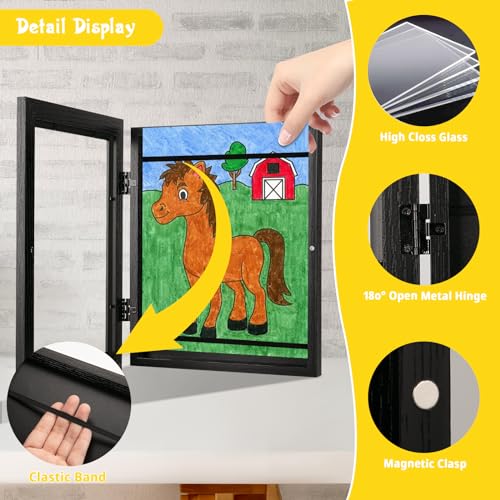 6 Pack Kids Art Frames Brown, 10x12.5 Child Artwork Display Frame Without Mat Changeable Front Opening, 8.5x11 Frame With Mat, Children Storage Frame Hold 50pcs Craft, Drawing, Art Project, Schoolwork
