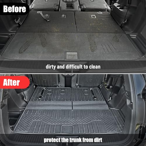 HOUCLEMIC Cargo Mat for Honda Pilot Accessories 2025 2024 2023, Trunk Mat with Backrest Mat and Left Storage Mat Cargo Liner for Trailsport TS EXL Touring Elite