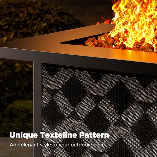 Ciays Propane Fire Pits 28″ Outdoor Gas Fire Pit, 50,000 BTU Square Fire Pit Table with Lava Rocks, 2-in-1 Fire Table with Removable Lid, CSA-Certified for Outside Patio, Parties, Backyard, Garden