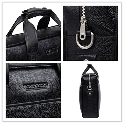 BOSTANTEN Leather Briefcase Handbag Messenger Business Bags for Men Black