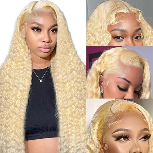 HOTLOVE 613 Lace Front Wig Human Hair, 13x6 Transparent Lace 613 HD Lace Frontal Wig For Women 12A Body Wave Blonde Lace Front Wigs Human Hair Pre Plucked With Baby Hair 38inch