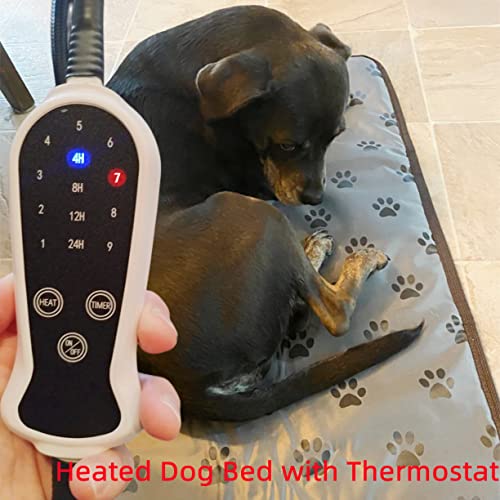 Dog Heating Pad Heated Dog Bed,Large Heated Cat Bed,Electric Warming Pad for Dog House,Heating Pad for Small Medium Animal Puppy,34"x21" (with Timer, Paw Print)