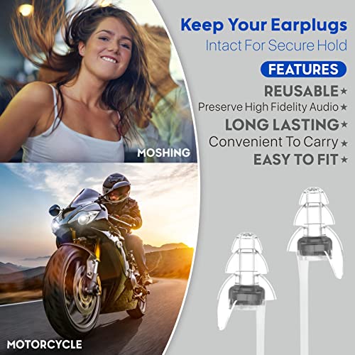 Hearprotek Concert Ear Plugs, 2Pairs Reusable high Fidelity Musician Ear Plugs for Concerts Loud Music-Noise Reduction Ear Protection earplugs for Rave,Festival,Music,Tinnitus Relief