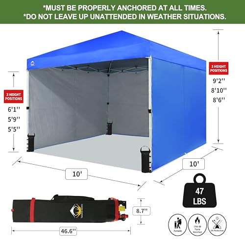 CROWN SHADES 10X10 Comercial Instant Canopy Pop Up Tent with Center Lock (10x10 with 4 Sidewalls, Beige)