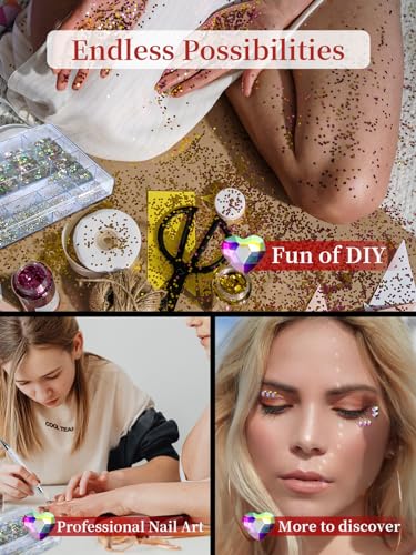AMLAVIFISH 6080PCS AB Rhinestones for Nails, Nail Gems with Special-Shaped Diamonds, 3D Decorations Flat Back Stones Gems Set, Acrylic Nail Mix Sizes Nail Charms(Picking Pen&Tweezers Included)