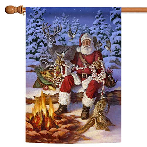 Toland Home Garden 109420 Fireside Santa Christmas Garden Flag 28x40 Inch Double Sided for Outdoor Winter House Yard Decoration