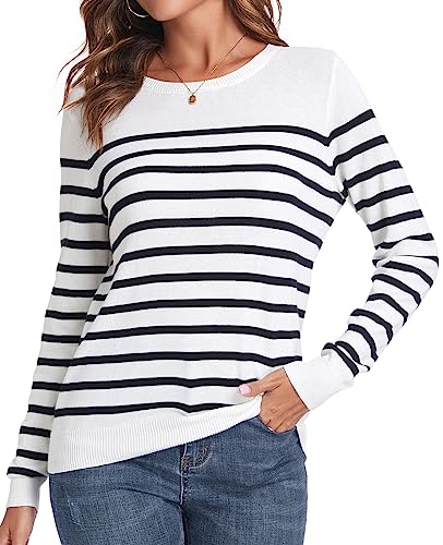 QUALFORT Women's 100% Cotton Sweater V Neck Long Sleeve Knitted Jumper Tops Pink X-Large