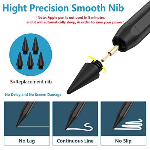 Stylus Pen for iPad 2018-2023, 15 Minute Fast Charging for Apple Pencil for iPad 10th/9th Generation & Pro Series 11/12.9 inch and Air Series 5th/4th/3th Gen with Palm Rejection
