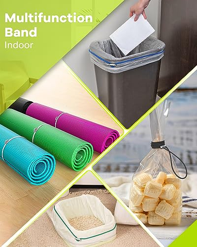 Rosaver Garbage Can Bands Cord Lord Design Adjustable Large Trash Can Rubber Bands Fits 8-33 Gallon Trash Cans Multifunction Bands Litter Box Bands for Kitchen Tables Picnic Party 12 Pack