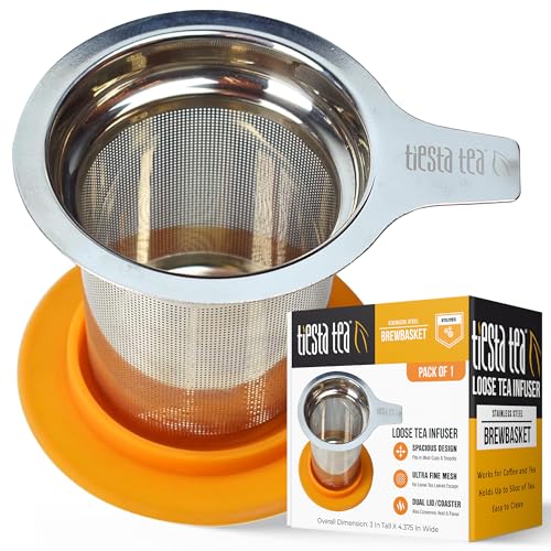 Tiesta Tea - Brewbasket Stainless Steel Basket Infuser | Loose Leaf | Reusable Fine Mesh Steeper for Hot, Iced Tea & Coffee | Holds 5oz, Steeps One Cup