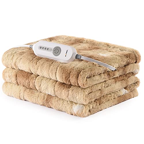WOOMER Heated Throw Blanket Full Size, Soft Flannel Fast Heating Blanket with Multi-Color Option, 77"x 84", 10 Heating Levels & 0.5-12H Auto Off, Over-Heat Protection