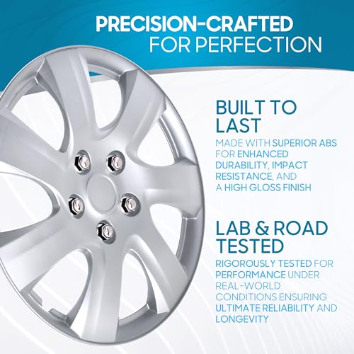 BDK Hubcaps Wheel Covers For (2006-2014) Toyota Camry 16 Inch Hubcaps Set Of 4, Snap-on Direct OEM Replacement For Toyota Camry Hubcaps 16 Inch Wheel Covers Impact-Resistant High Durability