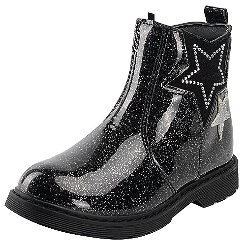 TZJS Girls Ankle Boots Girl's Glitter Chelsea Boot Kids Warm Low Heel Short Booties Girl Outdoor Shoes with Side Zipper for Toddler/Little Kid(Pink,numeric_9)