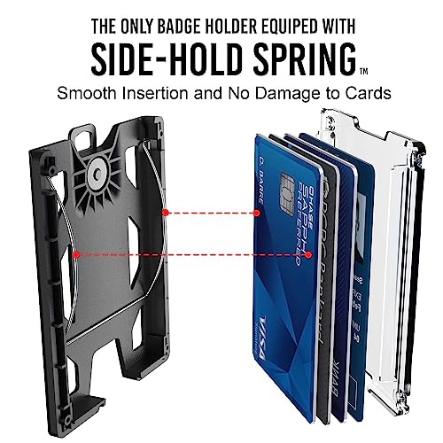 GOVO T4 Badge Holder No-Clip Version - Durable Polycarbonate ID Card Holder Holds 1 to 4 Cards (Black)