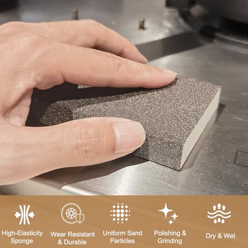 Tonmp 6 Pack 60 Grit Coarse Sanding Sponge - Washable and Reusable for Pot, Pan, Glasses, Wood, and Metal Sanding (60 Grit)