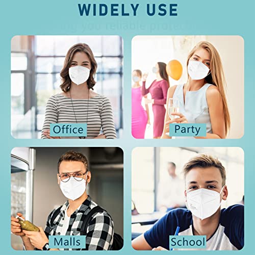 ChiSip Kn95 Face Masks 50 pack, Individually Wrapped Cup Dust Safety Masks 5 Layer Protection Mask for Adult, Men, Women, Indoor, Outdoor Use, White