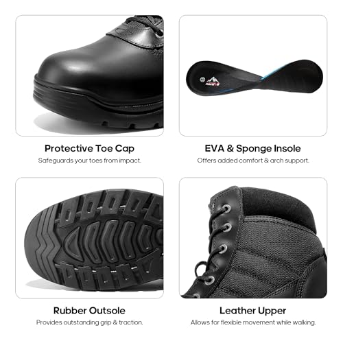 NORTIV 8 Men's Waterproof Tactical Work Boots Leather Outdoor Hiking Military 6 Inches Motorcycle Combat Boots,Size 13,Coyote,CONTRACTOR-NEW