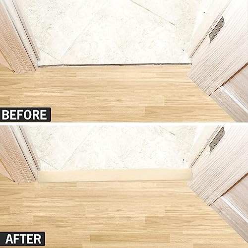 5Ft Floor Transition Strip Self Adhesive Vinyl Cover Floor Strip Flat Divider Transition Strip Wood Grain Design for Laminate Floor Gaps and Doorway Transitions (5Ft x 2 Inch, Light Brown)