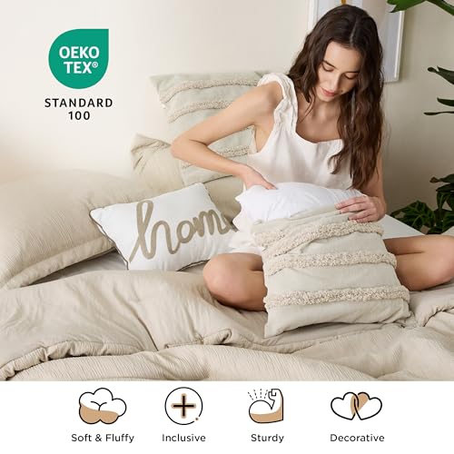 Bedsure Full Comforter Set 6 Pieces, Sage Green Tufted Pattern Design Bed in a Bag, All Season Comfortable, Lightweight, Warm & Breathable