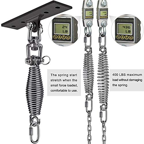 Dolibest Hanging Kits Hammock Chair Hardware, Heavy Duty Swing Hanger with Spring (6MM) for Indoor Outdoor Playground Hanging Chair Hammock Chair Punching Bags, 4 Screws, 4 Expansion Screws