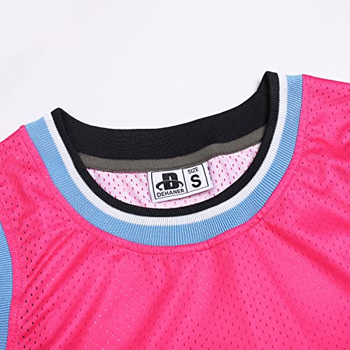 DEHANER Blank Basketball Jersey for Men Women Unisex 90s 00s Hip-Hop Hipster Mesh Party Shirts,White/Light Blue/Pink Gradient Jersey,Men Size Medium