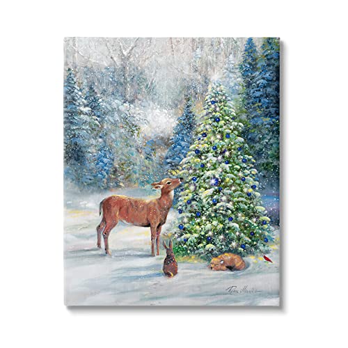 Stupell Industries Winter Woodland Animals Tree Canvas Wall Art, Design by Ruane Manning