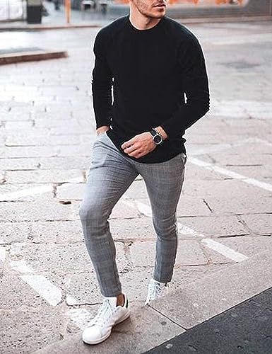 COOFANDY Men's Crew Neck Sweater Slim Fit Lightweight Sweatshirts Knitted Pullover for Casual Or Dressy Wear Yellow