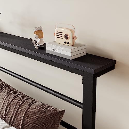 SHA CERLIN Twin Size Bed Frame with Headboard Shelf and Strong Metal Foundation, No Box Spring Needed, Black
