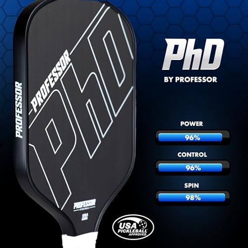 Professor PhD T700 Raw Carbon Fiber Premium Pickleball Paddle Racket - Precision Honeycomb Core - Enhanced Power & Control - USAPA Pickleball Approved