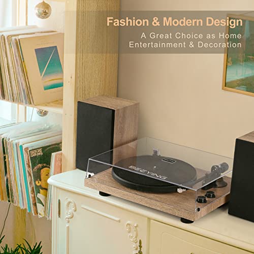 Vinyl Record Player Turntable with Speakers (36W) Wireless Bookshelf HiFi Stereo System Support USB Recording Magnetic Cartridge Built-in Phono Preamp Adjustable Counterweight Belt Drive Vintage Black