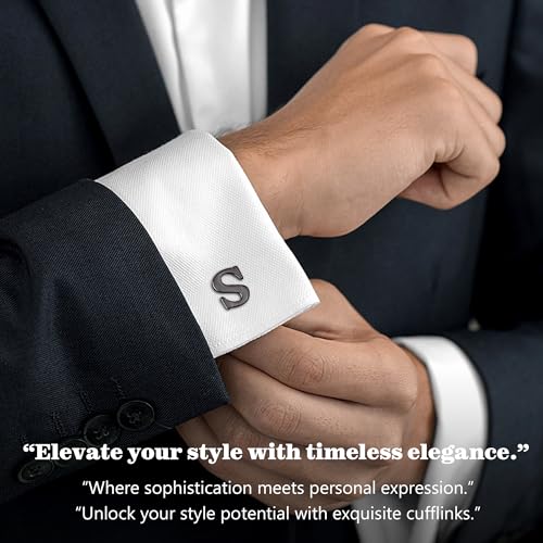 LOLIAS 3 Pairs Cufflinks For Men Personalized Initial Cuff Links Mens Letter CuffLinks for Casual to Formal with Gift Box Silver Black Gold Cufflinks Set for Father Husband Groom,Letter J