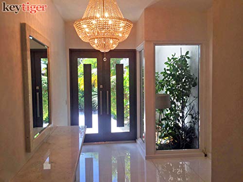 32 Inch Long Stainless Steel Door Handles Brushed Nickel Finish, Modern Door Handle Pulls for Commercial Glass Entry Doors Wooden Barn Door Home Interior Exterior Fiberglass Door, Square Rectangle Bar