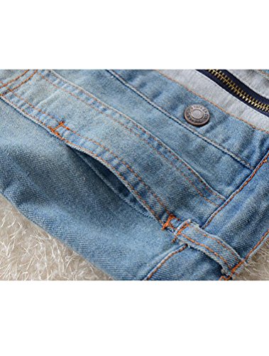 Mallimoda Kids Boys Girls Hooded Denim Jacket Zipper Coat Outerwear Style 2 Blue 2-3 Years