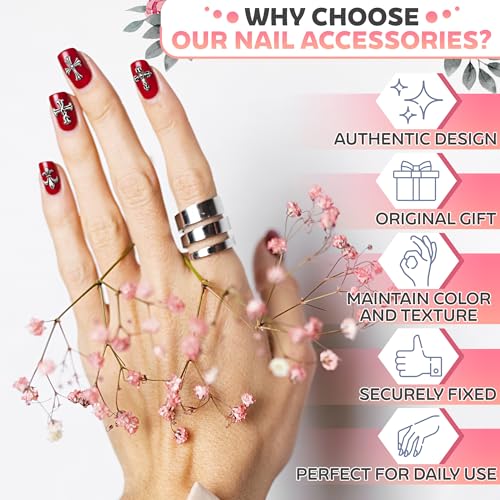 100 Pcs Silver Cross Nail Charms for Nails Design - Nail Charms Y2K Cross Charms for Nails Nail Gems Silver Nail Charms and Gems Y2K 3D Nail Charms - Nail Art Charms Nails With Charms Cross Nail Charm